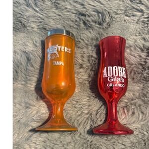 Hooters and Adobe Gilas Two Shot Glass Set Orlando Tampa (Plastic)